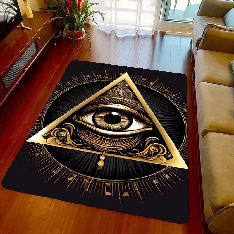 Allsehendes Auge Freimaurer Geheimnis Goldene Augen Teppiche für Wohnzimmer Schlafzimmer Dekoration Kinder Spielzimmer Matte Rutschfeste Teppiche