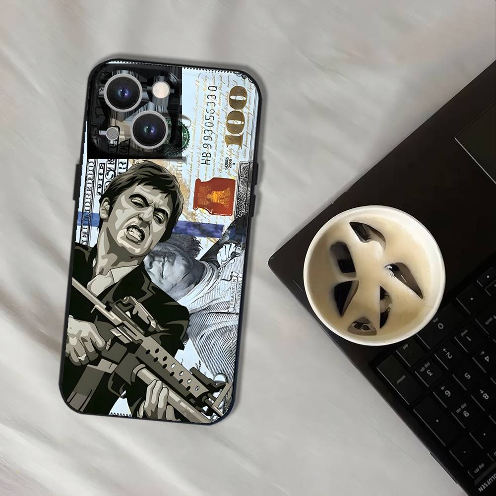 

Чехол для телефона S-Scarfaces Tony Montana для iPhone 16,15,14,13,12,11,Pro,XS,Max,XR,Plus,E,SE4,Mini Черный Мягкий Чехол iPhoneXSMAX