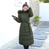 Womens Long Puffer Coat With Faux Fur Collar Winter Slim Fit Hooded Parka