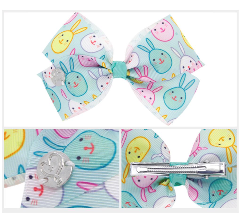 Buy Baby Girls Bow Rabbit Bunny Print Hairclip Barrettes Accessories ...