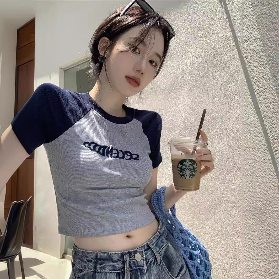 

Тонкая летняя женская футболка Top Spice Girls с коротким рукавом M синий