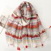 1 Spring And Summer New Bali Yarn Color Printed Scarf Literary Versatile Thin Ethnic Style Shawl Scarf