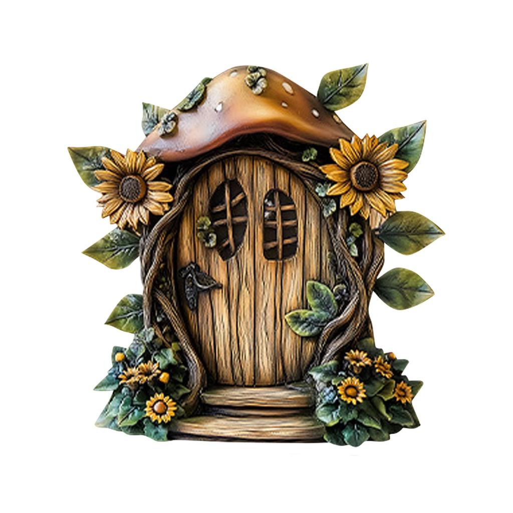 Fairies Door And Window,Elfs Door Fairies Tale Door Home Staircase Bedroom Decoration Garden Decoration Wooden Crafts