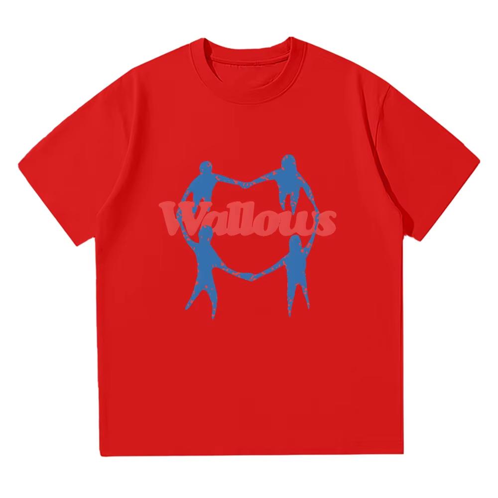 Wallows Heart Chain Rock Band Short Sleeve Print Unisex Cotton High Quality Comfortable T Shirt Autumn and Winter Innerwear