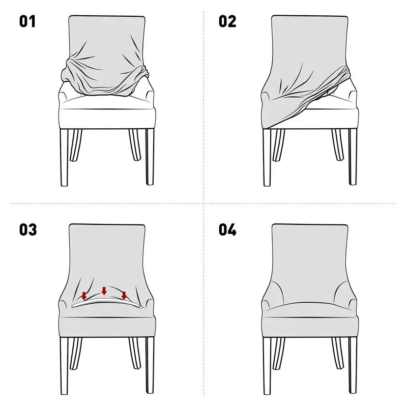 1pc Stretch Dining Chair Cover Solid Color Jacquard Seat Slipcover Elastic High Back Sloping Armchair Case Home Kitchen Hotel