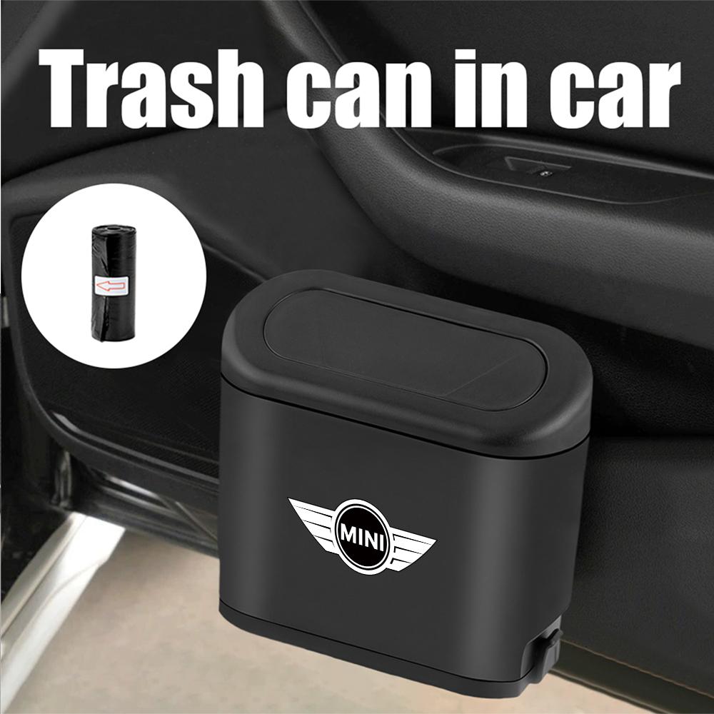 Car Emblem Interior Hanging Trash Can Ash-bin Storage Box Organizer For MINI Cooper S JCW WORKS R55 R56 F55 F56 R57 R58 R59 R60 sfzkd77