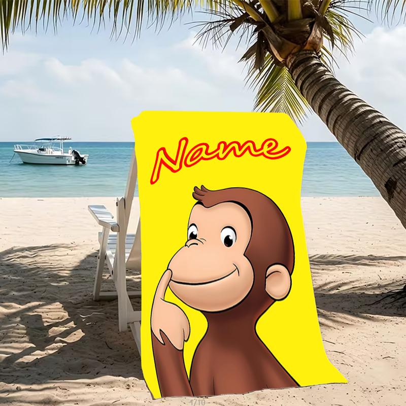 Customizable personalized beach towels Curious George themed designs.Suitable for the beach, yoga, sports;ideal as beach accessories