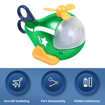 Çizgi Film Helikopter Oyuncak Kalem Cetvel Makas Kalemtıraş Silgi Zımba 6'sı 1 Arada Çocuk Kırtasiye Uçak Dekorasyonu Öğrenciler Okul Malzemeleri