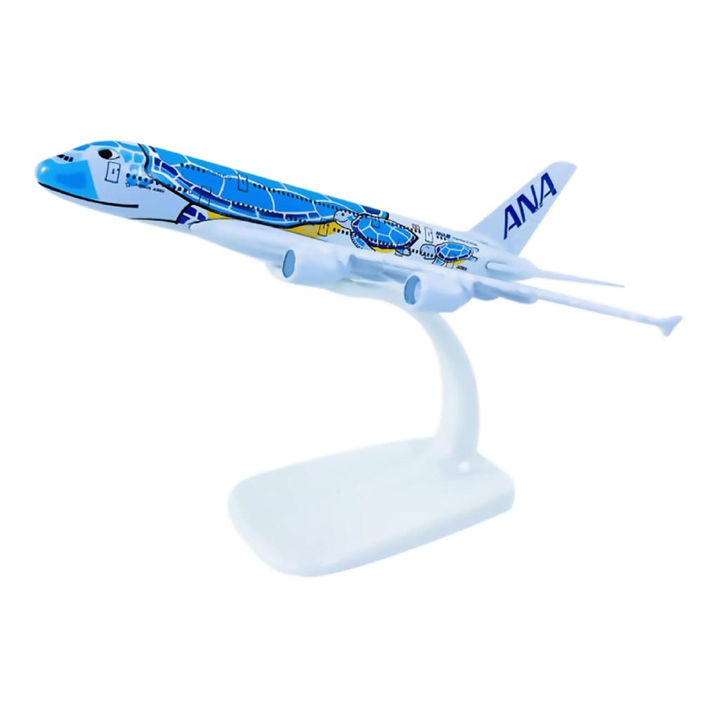 Scale Alloy ANA Sea Turtle Painted Airbus A380 Model Simulation Passenger Aircraft Aircraft Airbus Model with Display Stand 1/500