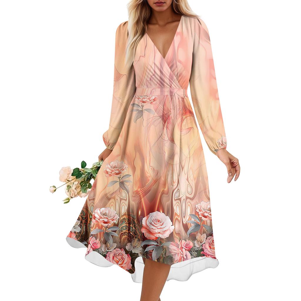 Dámské letní volné šaty s výstřihem do V, Elegantní šaty
