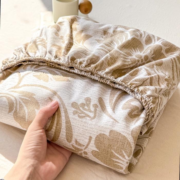 New Cotton Single Bed Cover A Fresh and Simple Country-style Floral Old Coarse Cloth Mattress Cover Bring Elastic Bedspreads