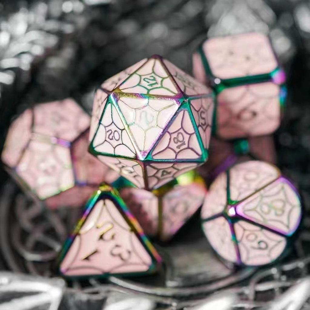 7Pcs Various Shapes Dices Different Number of Face Educational Toy Digital Number Alloy Dices Set For Party Family Game
