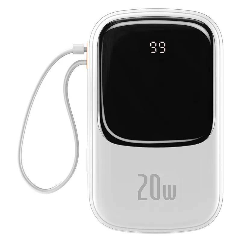 Powerbank Baseus Qpow Pro Z Kablem Lightning, Portem Usb-C I Usb, 20000Mah, 20W (Biały)