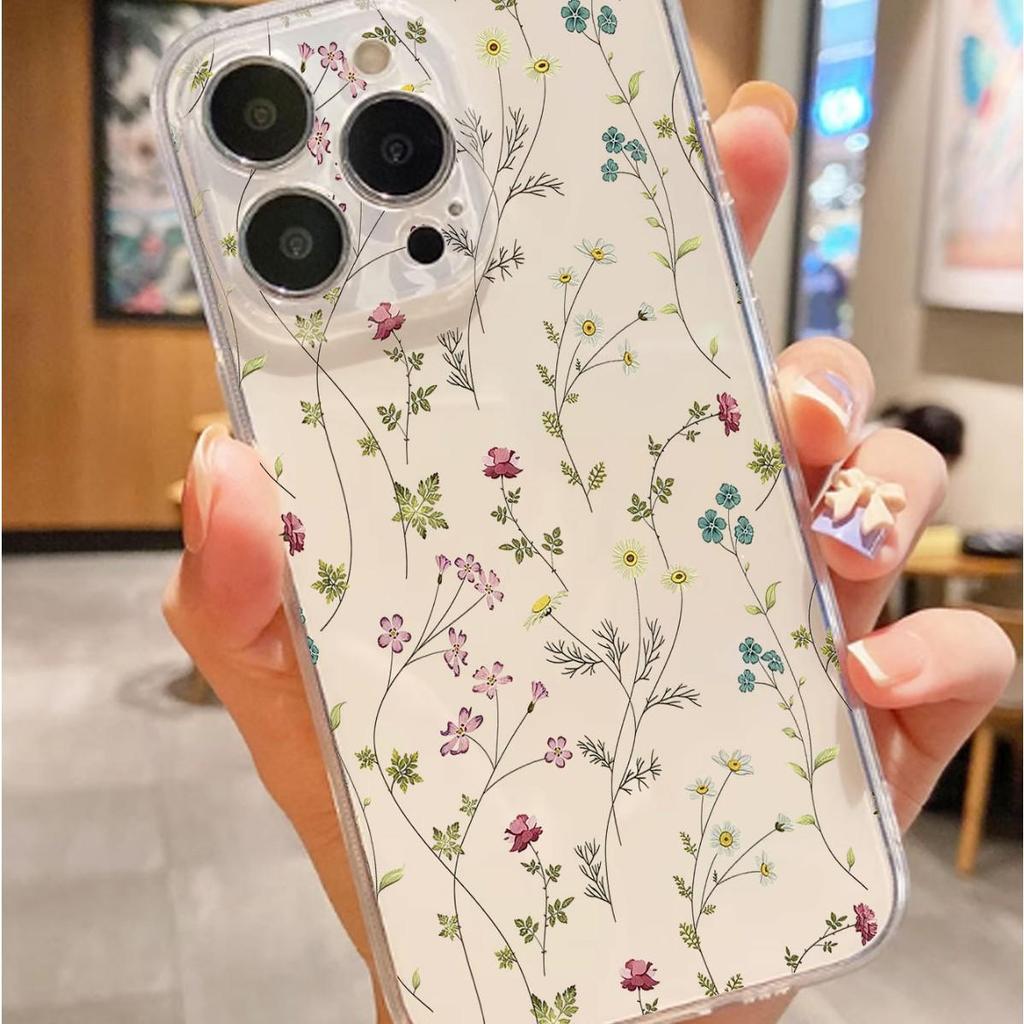Floral Anti-Drop Transparent Case for iPhone 14-17 Pro Max