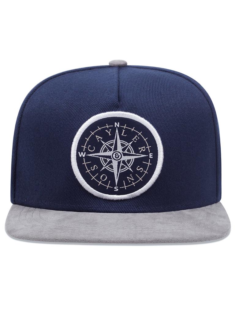 Compass label pattern versatile casual sports style couple style simple flat brimmed hat for men and women outdoor travel