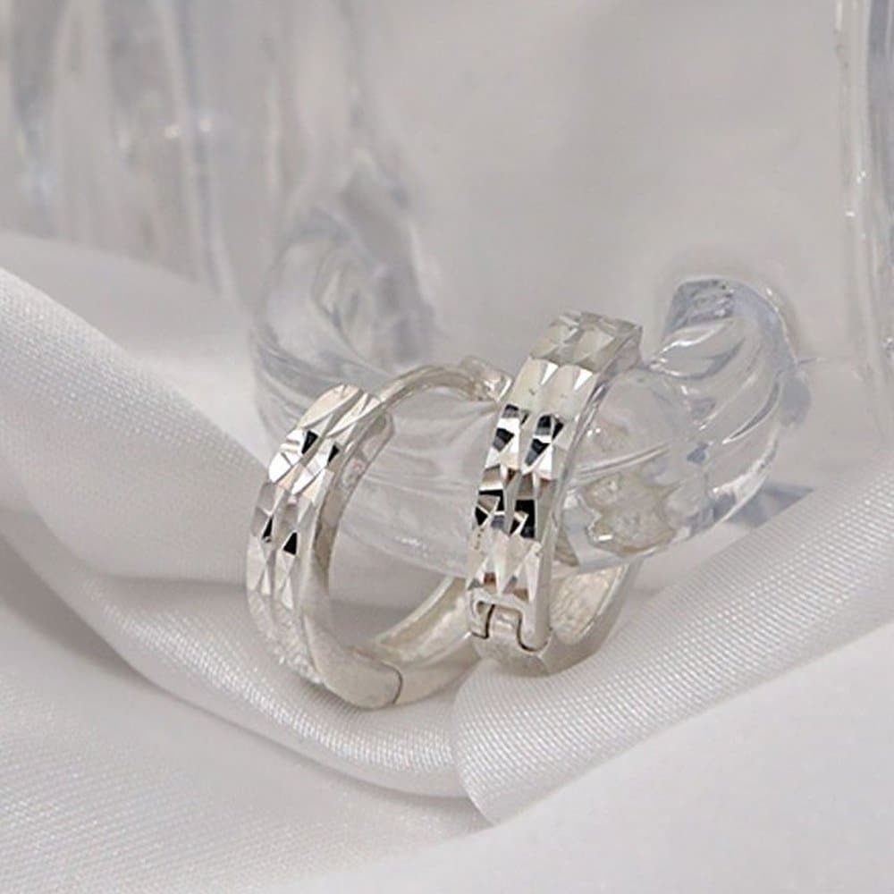 92.5 Silver Double-Cut Ring Earrings (Wfg205I)