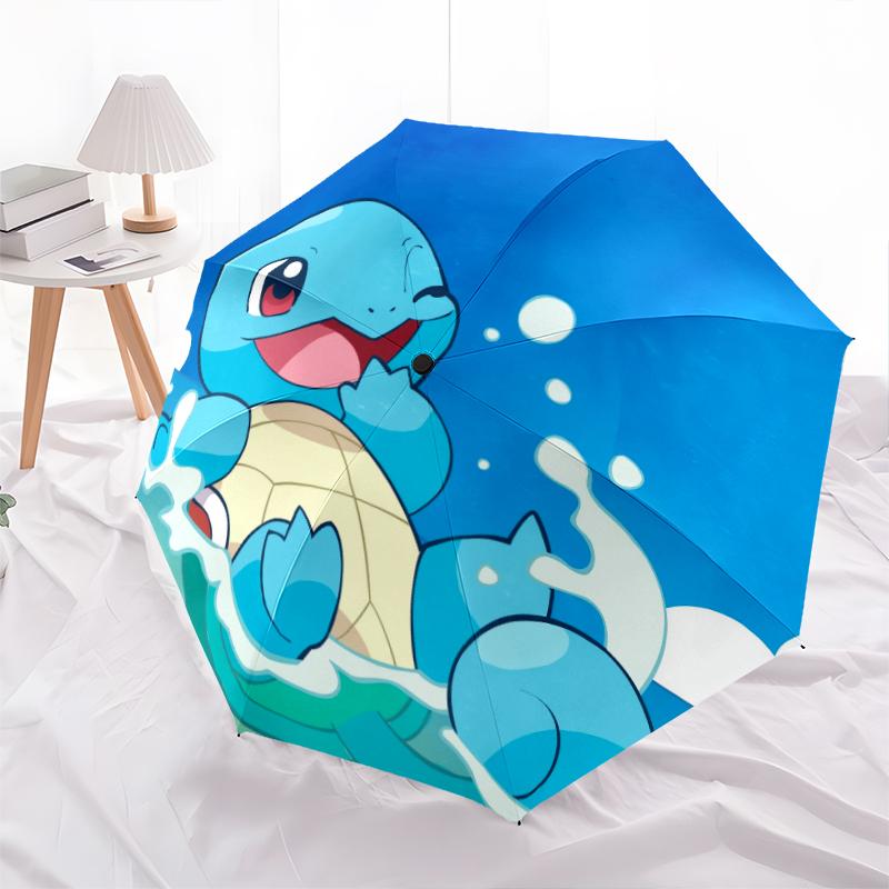 Cute Squirtle pattern, automatic folding umbrella, portable and foldable design, 8 ribs, a Christmas or birthday gift.