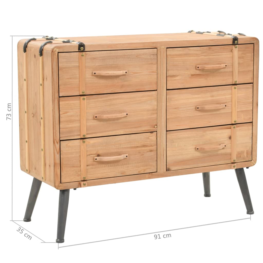 Solid Wood Drawer Chest Pine 91 x 35 x 73 cm