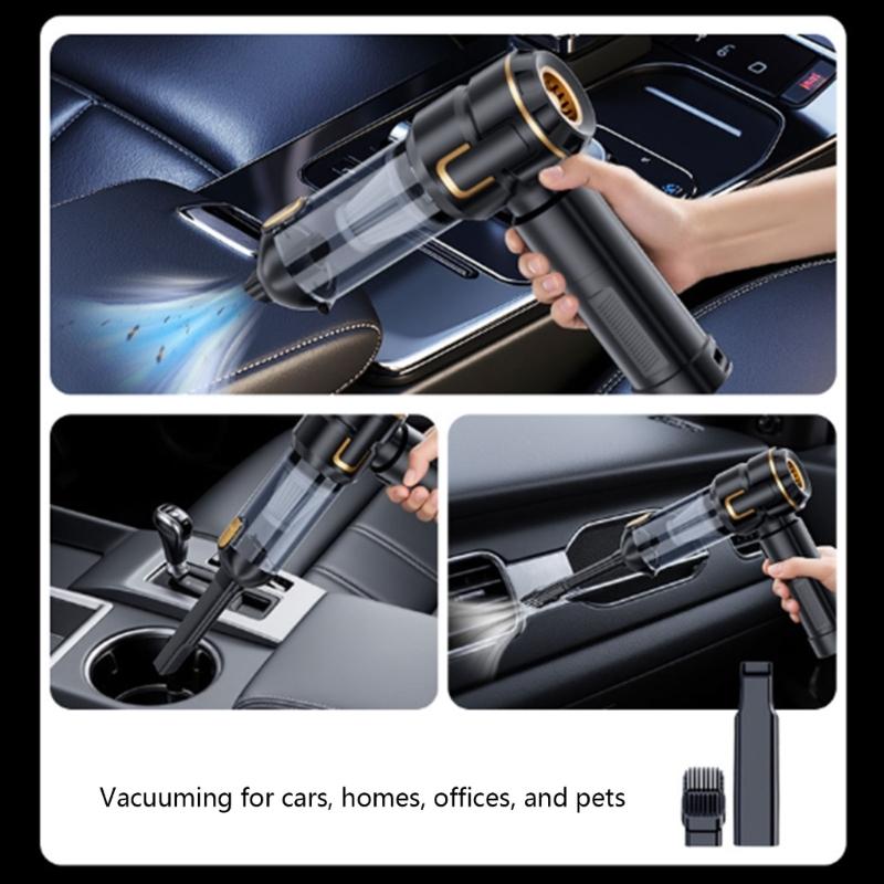 Detachable Car Vacuum Featuring LED Light Multifunction Design Including Suction Blower Inflator Sealer Function