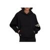 Adidas Originals Trefoil Logo Print Stripe Hooded Sweatshirt Women Tops Black HT8847