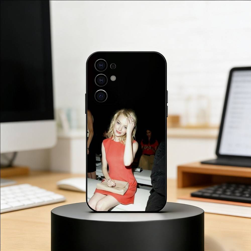 Emma Stone Phone Case For Samsung S25,S24,S21,S22,S23,S30,Ultra,S20,Plus,Fe,Soft Silicone Black Cover