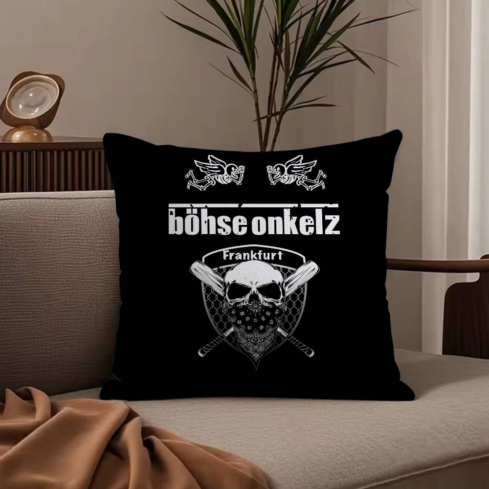Rock B-Bohse o-Onkelz Pillow Case Anti-dustmite Pillowcase Invisible Zipper Silky Short Plush Sofa Cushion Cover