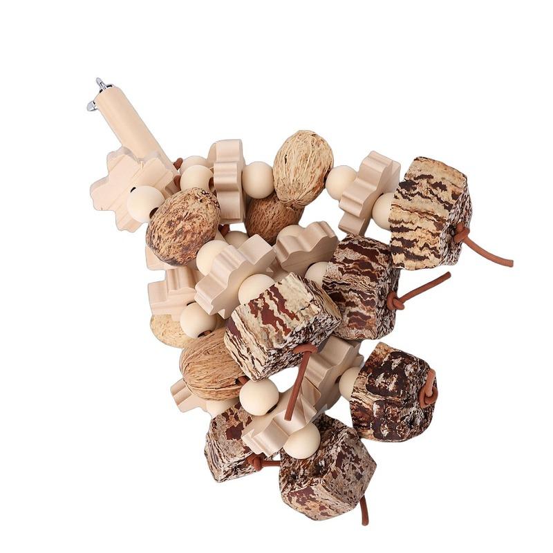 Beech Wood Wooden Chewing Toy Nut Grinding Texture Hanging Hanging Bird Toy Beak Grinding Interactive Play
