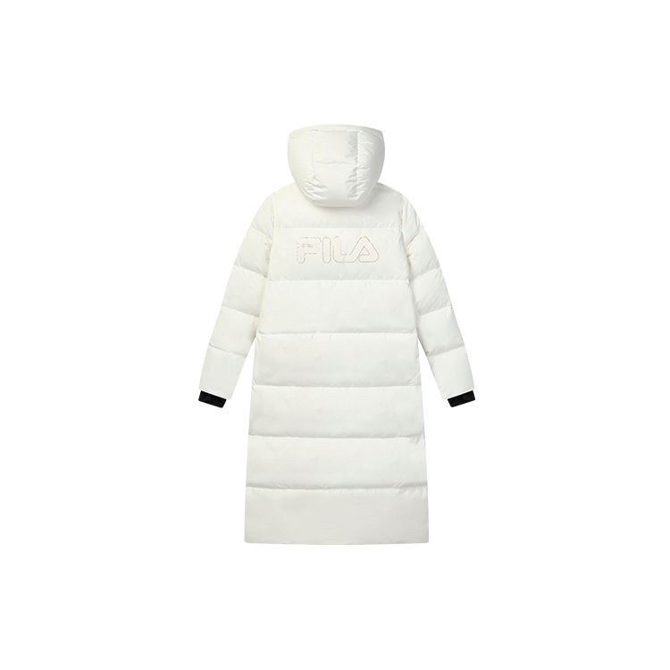 FILA Sports Casual Mid-Length Thick Hooded Down Jacket Winter Women Outerwear Cloud-Mushroom-White F11W147905F-WT