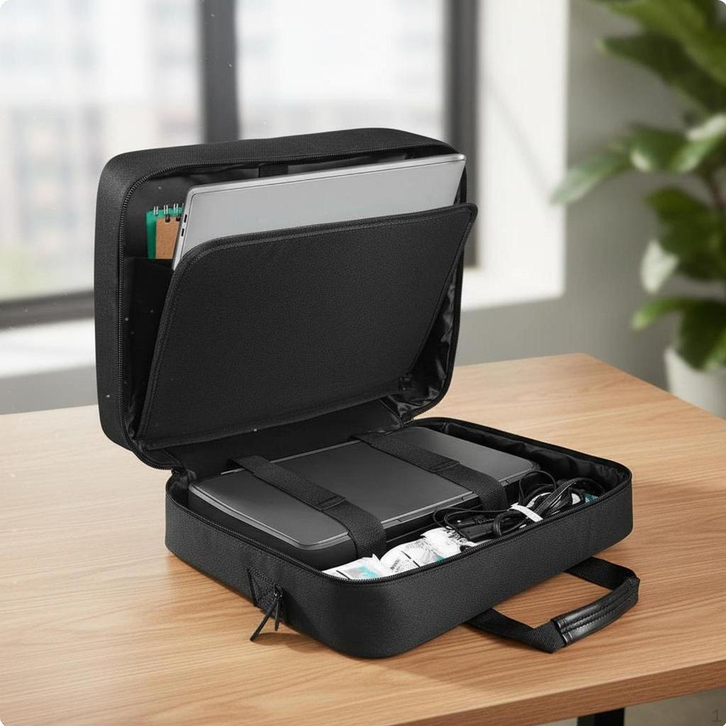 Laptop and Printer Bag Spacious Compartments Electronics Accessory for Office