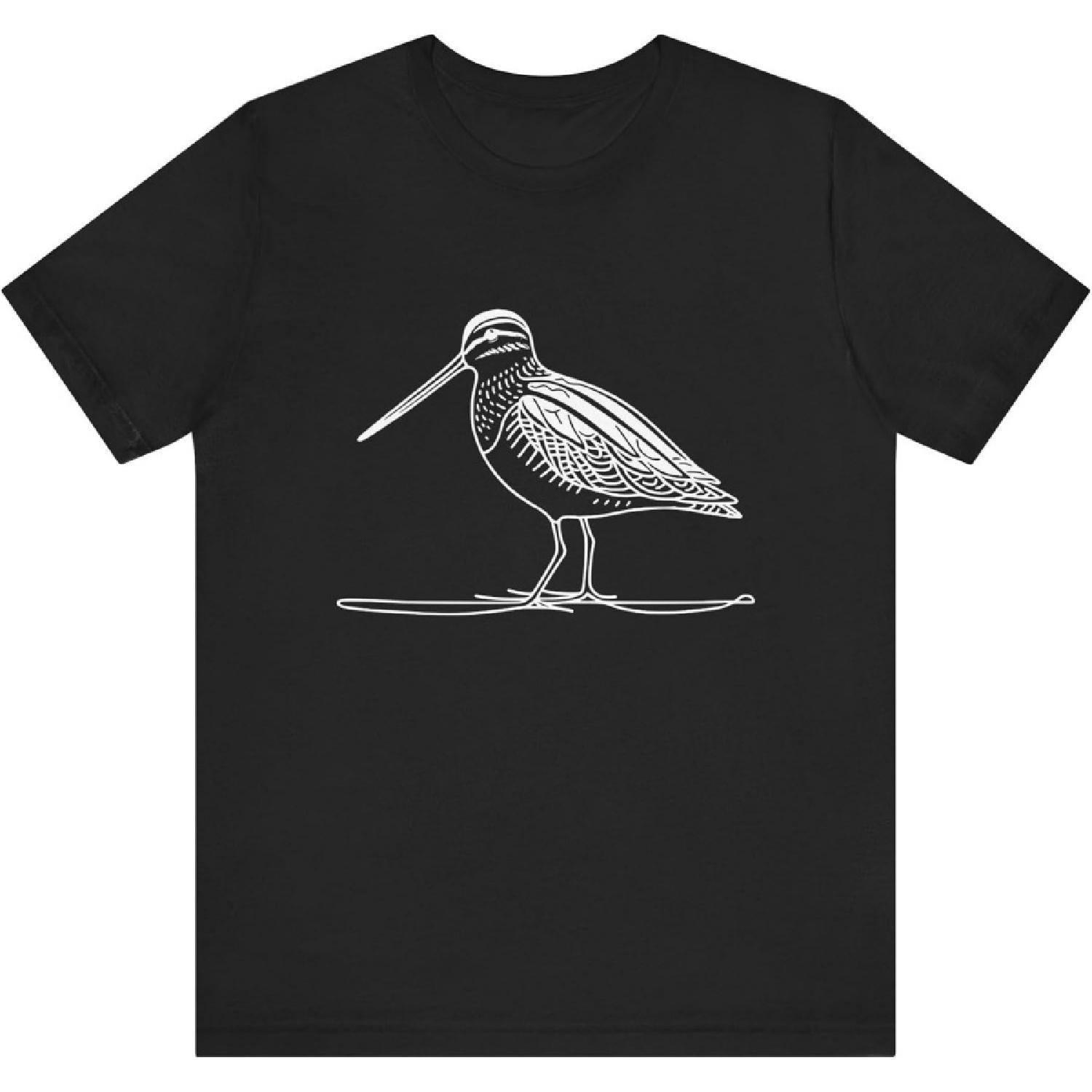 Line Art Bird & Ornithologist Wilsons Snipe 2078 Unisex T-Shirt S