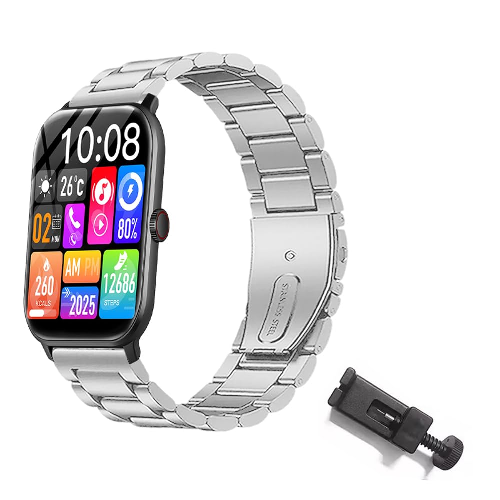 

Ремешок-цепочка из 3 звеньев SHANCHI для часов HOIBAI KW105-G01 1,9 дюйма, 22 мм, Премиальный металлический ремешок-цепочка из 3 звеньев, Нержавеющая сталь с