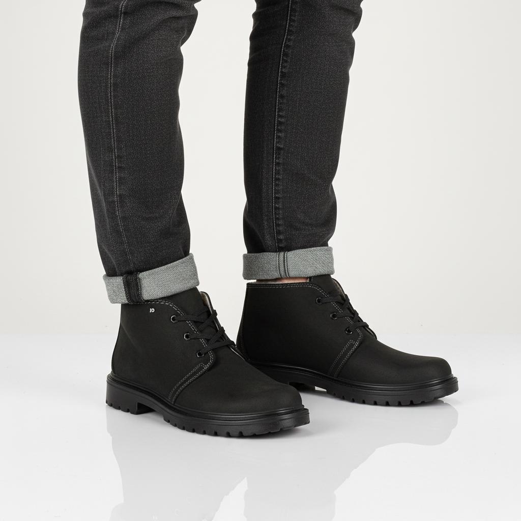 JOMOS Buty Alpina - Męskie Zimowe Botki z Podszewką z Wełny Jagnięcej - Skóra Czarna 456506-40-000 ORYGINALNE