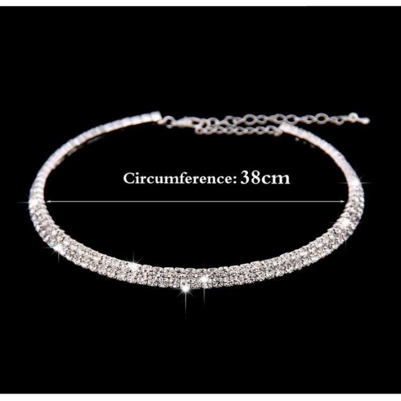3Pcs Full Diamond Necklace Earrings Bracelets Three Piece Set Of Metal Flower Hollow Collar Bridesmaid Bride Set Female Jewelry