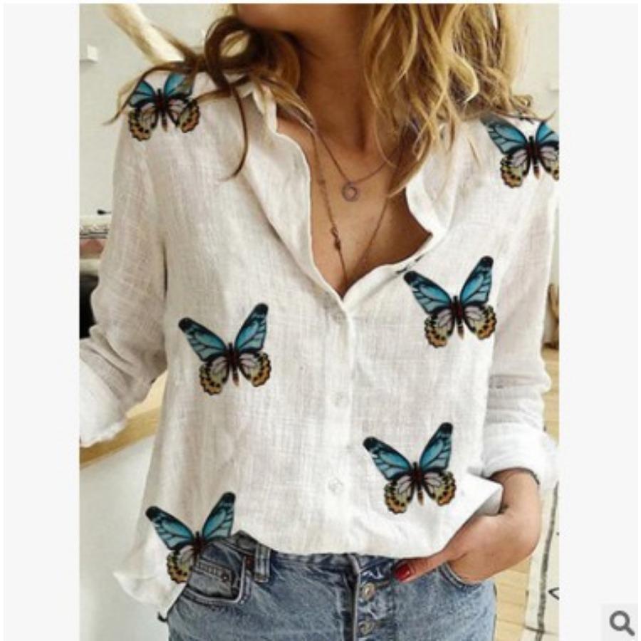 Polka Dot Printing Casual Long-sleeved Linen Shirt Women's Autumn and Winter New Women's Clothing