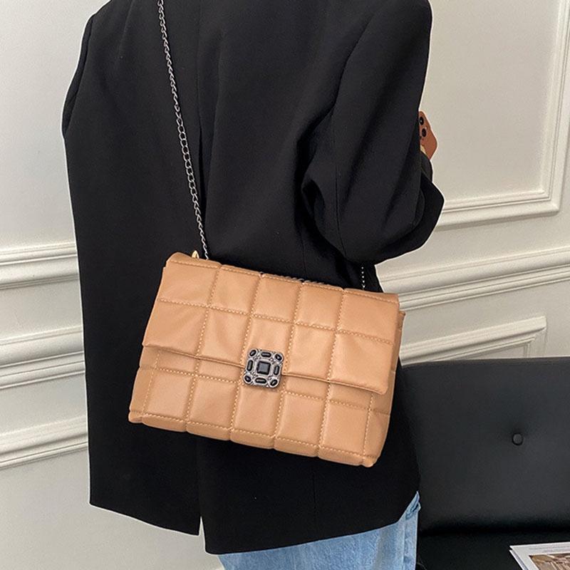 IELGY Vintage Lock Rhombus Chain Bag Women's One Shoulder Messenger Bag