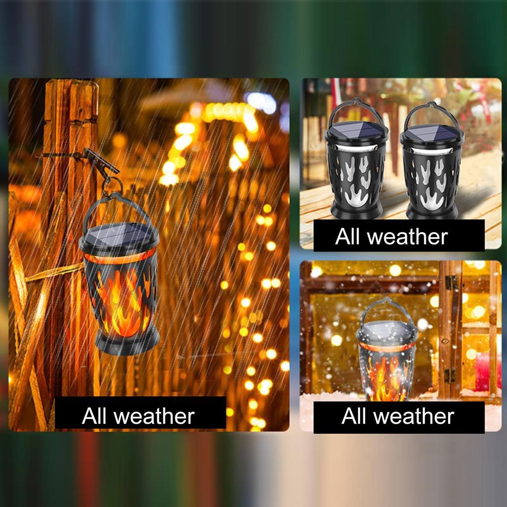 Solar Lantern Flickering Flame Outdoor Lantern Lights Ambient Lighting Waterproof Outside Lights for Garden Decor Pathway Yard