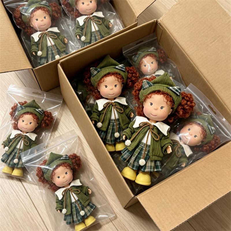 Pippa Potato Doll 24cm Vinyl Figurine Curly Red Hair Green Plaid Outfit Collectible Toy Home Decor Girl Birthday Surprise Gift