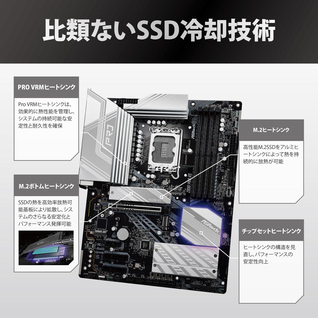 ASRock Základní deska Z890 Pro RS Intel CPU Core Ultra kompatibilní čipová sada Z890 DDR5 ATX Základní deska Autorizovaný distributor (LGA1851) [domácí produkt]