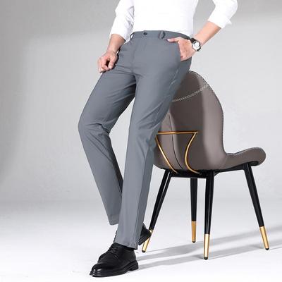 Nuevos Pantalones de Hielo de Seda de Verano Ultradelgados Pequeños con Corte Ajustado y Tobillo Estrecho, Pantalones de Negocios Casuales para Hombre de Pierna Recta
