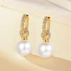 2026 Exquisite Micro-inlaid Two Pearl Zircon Ear Buckles for Women's Fashion Light Luxury Atmospheric Elegant Earrings for Women
