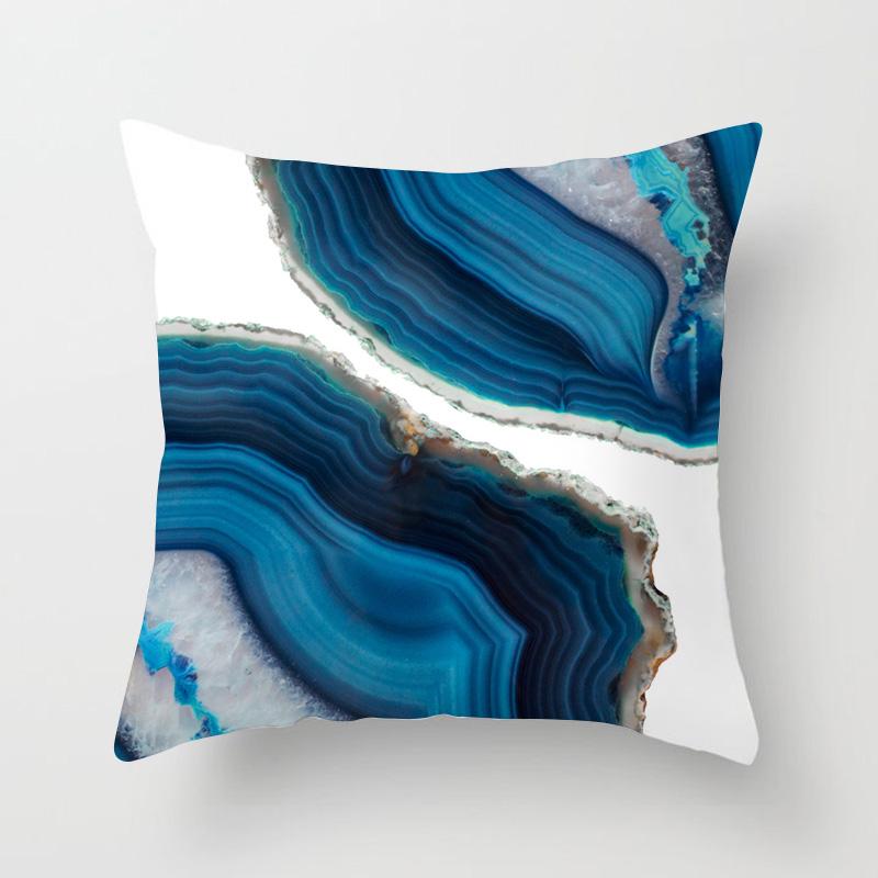 Blue Abstract Geometric Pillowcase Plant Cushion Cover Home Sofa Chair Decor Pillowcase Set