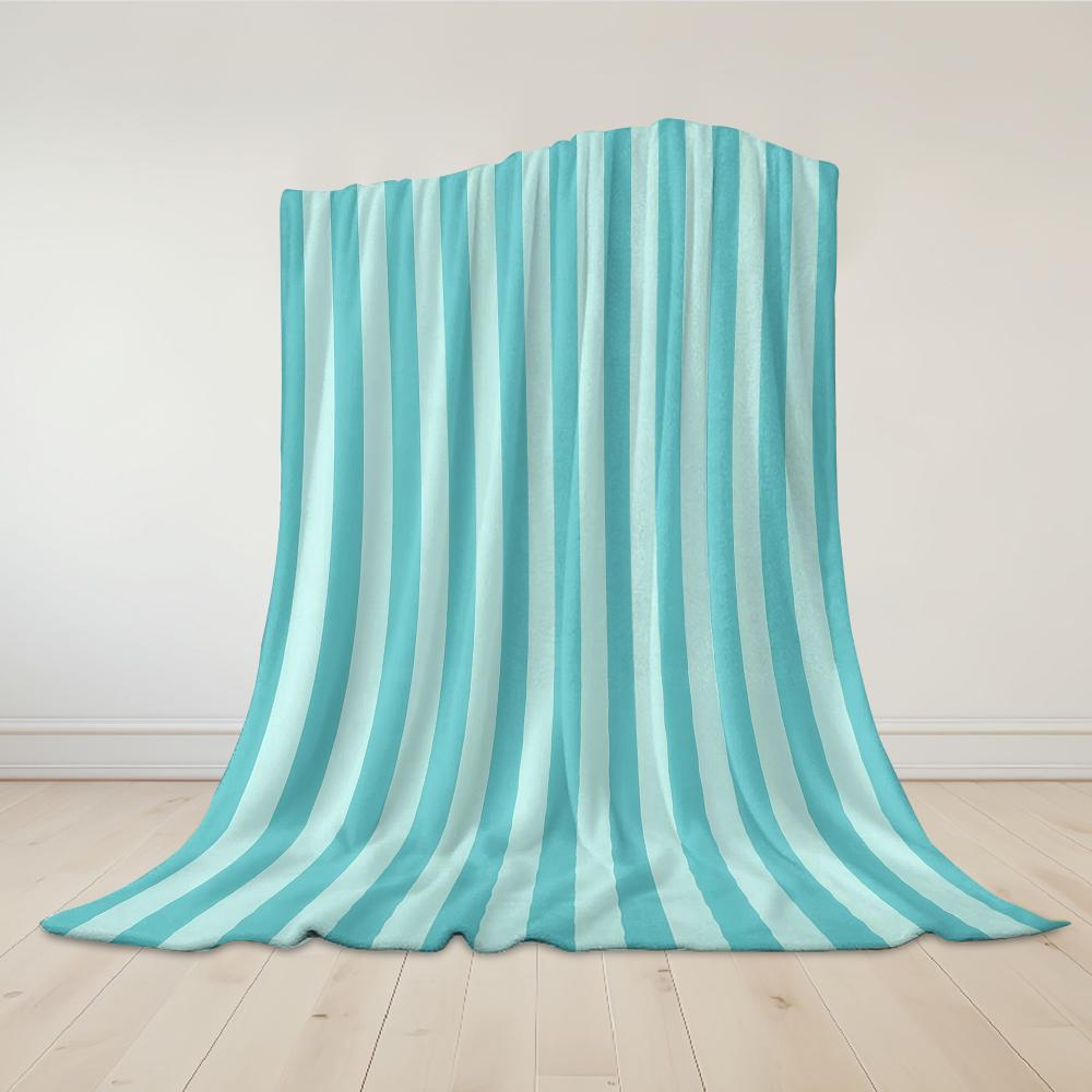 Mint Stripe Flannel Blanket Warm Soft Halloween Christmas Couch Warm Cozy Decorative Decor Gift for All Season