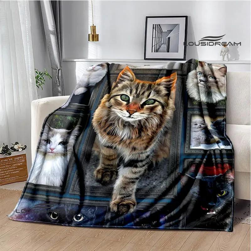3D Cute Cat Printed Blanket Flannel Warm Blankets Soft and Comfortable Blanket Bed Linings Cubre Cama Birthday Gift