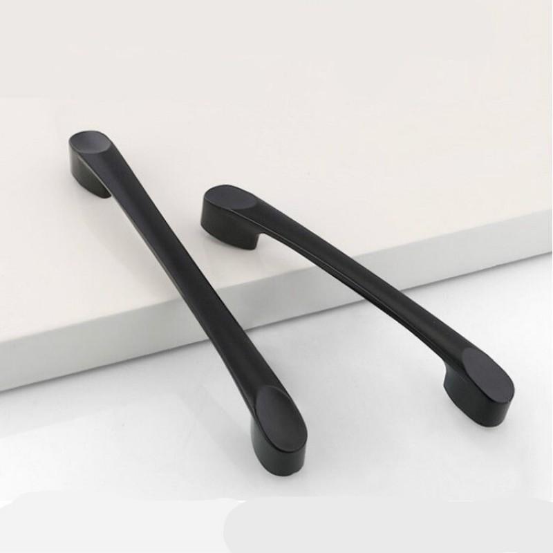Aluminum Black Cabinet Pull Handle Drawer Wardrobe Door Single Hole Bow Shape Modern Hardware