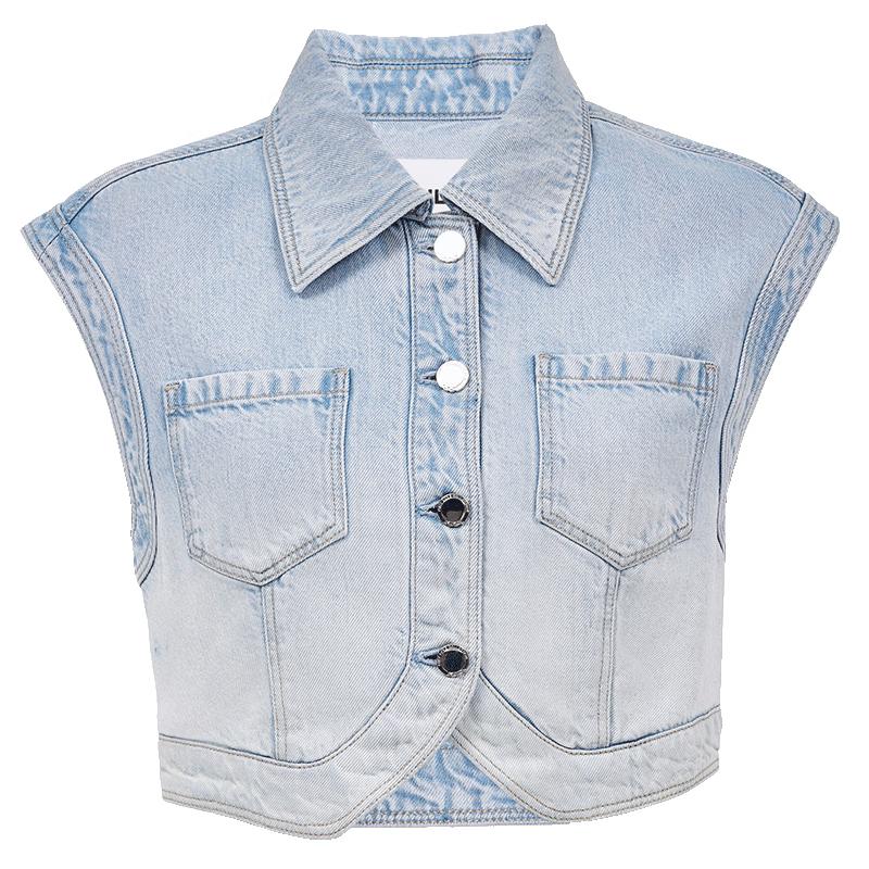 ONLY Women s Vintage Slim-fit Sleeveless Denim Shirt S