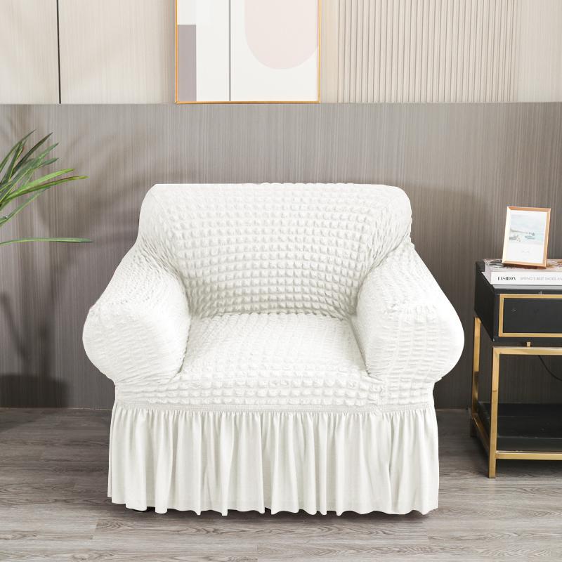 High Elastic Bubble Grid Sofa Cover 1/2/3/4 With Skirt Hem, All Season Universal Pet Anti Dirt Seersucker Sofa Cover