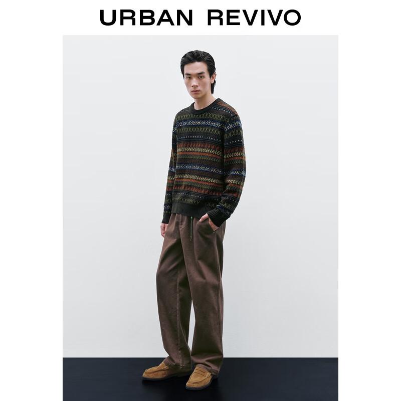 UR Men's Retro Color Block Jacquard Knit Sweater