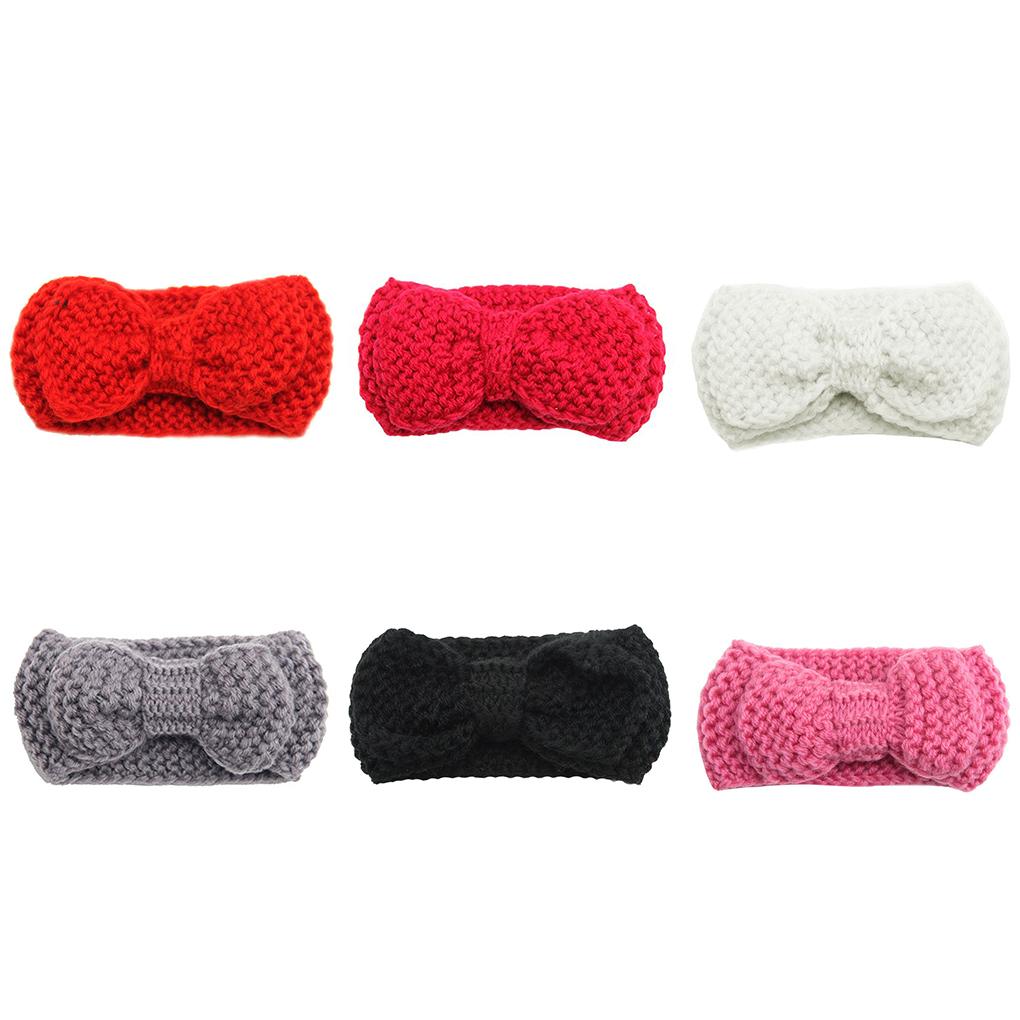 Sweet Children Bowknot Hair Band Knitted Headband Kids Toddler Infant Headdress Accessories
