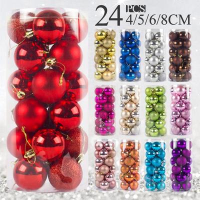 Weihnachtsbaum Ornamente: Festliche bunte Hängekugeln (4/6/8CM) im Fass-Pack