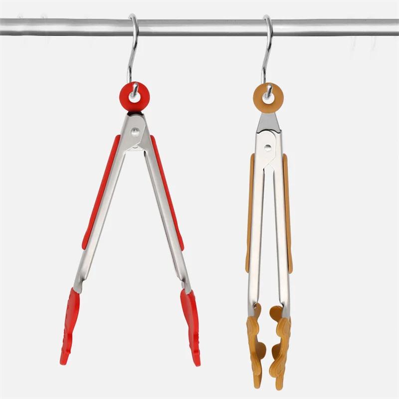 3PCS Stainless Steel Silicone Food Tongs Gingerbread Man Snowman Christmas Tree Cooking Tongs Steak Bread Tongs Kitchen Utensils